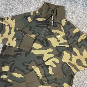 G-Star Raw Jirgi-S Half Zip Camouflage LS Waffle Knit Pullover T-Shirt Size M